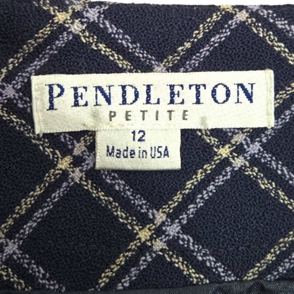 Pendleton Petite Navy Plaid Virgin Wool Skirt Size 12 - Picture 7 of 9